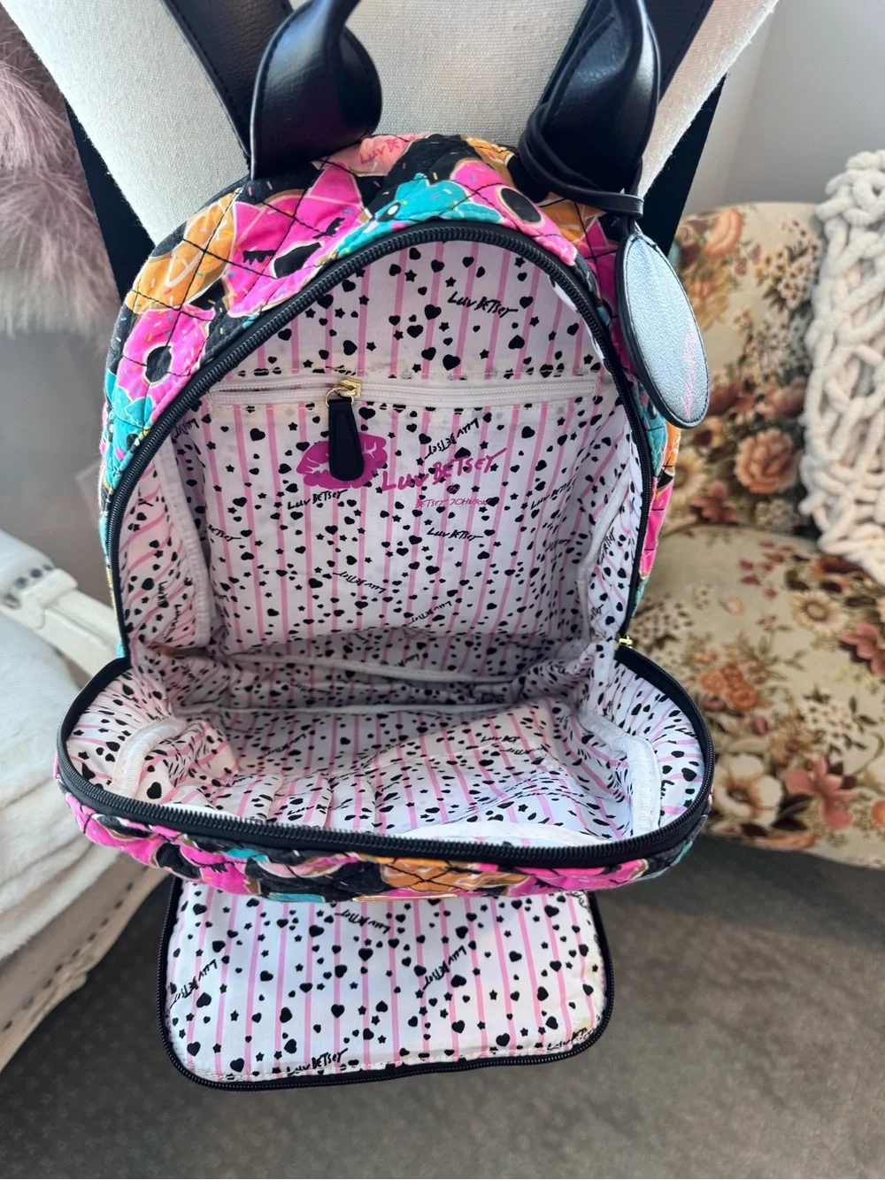 Luv Betsey Donut Cat Backpack Purse Like New